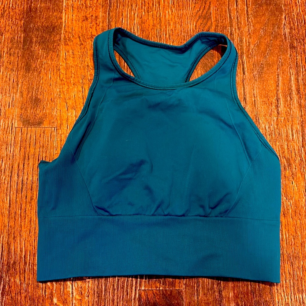 Lululemon athletica longline turquoise bra w cups sz 4-6 EUC